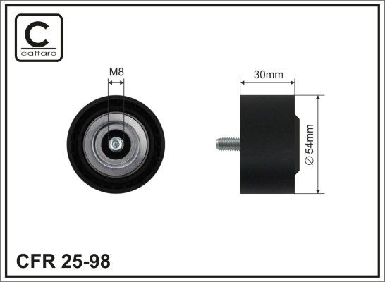 CAFFARO 25-98 Deflection/Guide Pulley, V-ribbed belt
