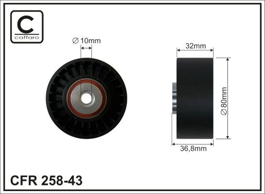 CAFFARO 258-43 Deflection/Guide Pulley, V-ribbed belt