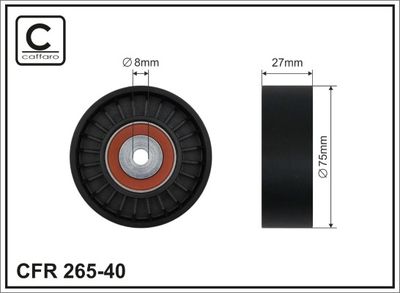 Tensioner Pulley, V-ribbed belt CAFFARO 265-40