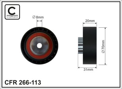 Deflection/Guide Pulley, V-ribbed belt CAFFARO 266-113