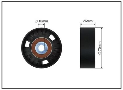 Deflection/Guide Pulley, V-ribbed belt CAFFARO 281-26 SC
