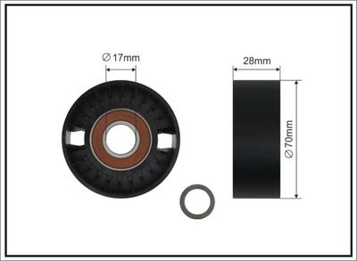 Tensioner Pulley, V-ribbed belt CAFFARO 284-00 SC