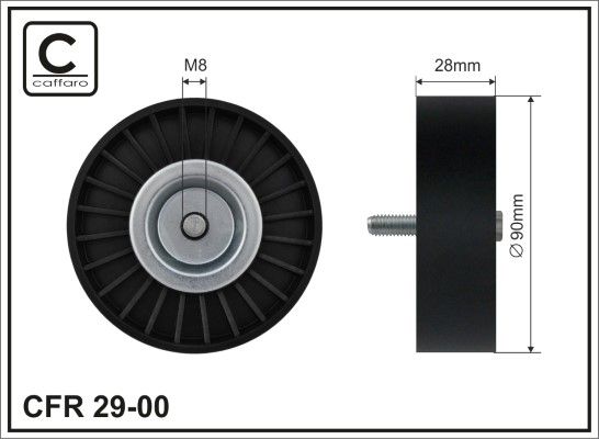 CAFFARO 29-00 Deflection/Guide Pulley, V-ribbed belt