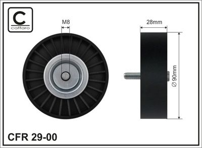 Deflection/Guide Pulley, V-ribbed belt CAFFARO 29-00