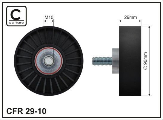 CAFFARO 29-10 Deflection/Guide Pulley, V-ribbed belt