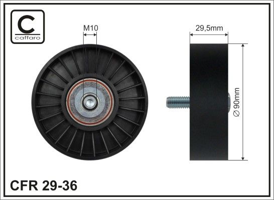 CAFFARO 29-36 Deflection/Guide Pulley, V-ribbed belt