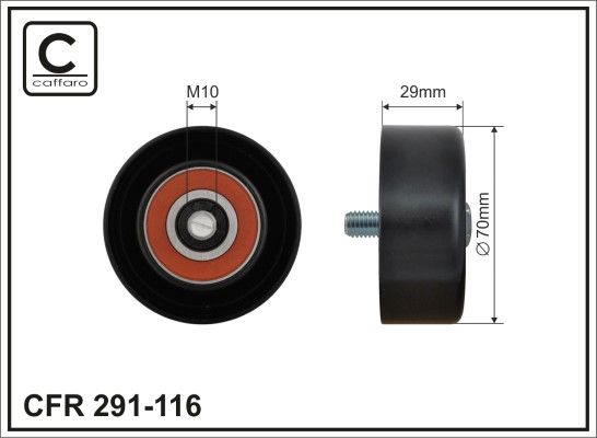 CAFFARO 291-116 Deflection/Guide Pulley, V-ribbed belt