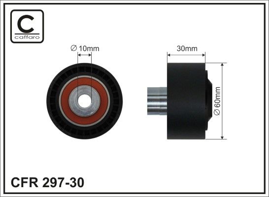 CAFFARO 297-30 Deflection/Guide Pulley, V-ribbed belt