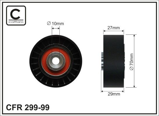 CAFFARO 299-99 Deflection/Guide Pulley, V-ribbed belt