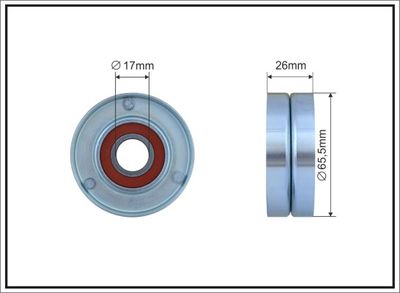 Tensioner Pulley, V-ribbed belt CAFFARO 303-00