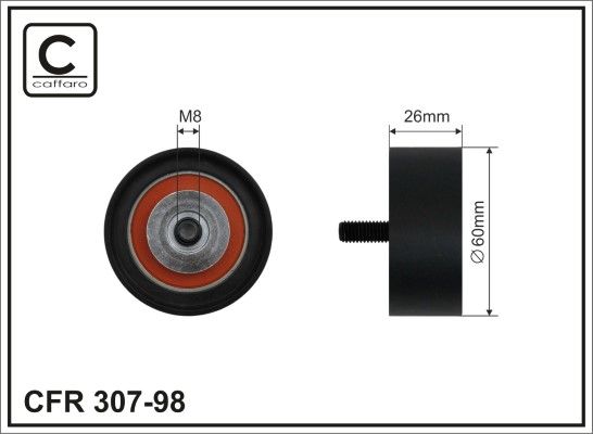 CAFFARO 307-98 Deflection/Guide Pulley, V-ribbed belt
