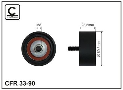 Deflection Pulley/Guide Pulley, timing belt CAFFARO 33-90