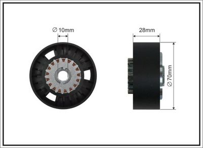 Tensioner Pulley, V-ribbed belt CAFFARO 340-68 SC