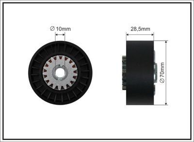 Tensioner Pulley, V-ribbed belt CAFFARO 340-68