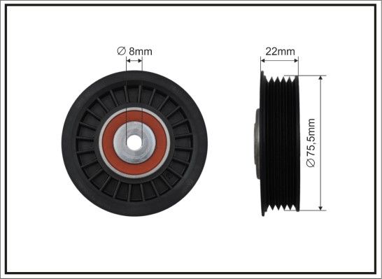 CAFFARO 346-22 Deflection/Guide Pulley, V-ribbed belt