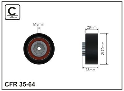 Deflection Pulley/Guide Pulley, timing belt CAFFARO 35-64