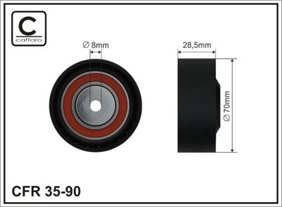 Tensioner Pulley, V-ribbed belt CAFFARO 35-90