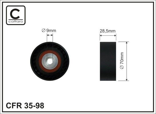 CAFFARO 35-98 Deflection/Guide Pulley, V-ribbed belt