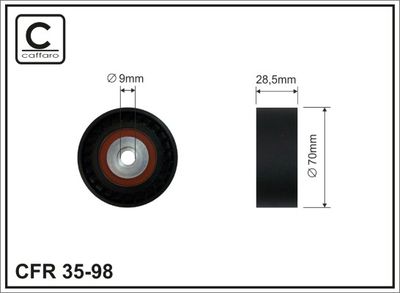 Deflection/Guide Pulley, V-ribbed belt CAFFARO 35-98