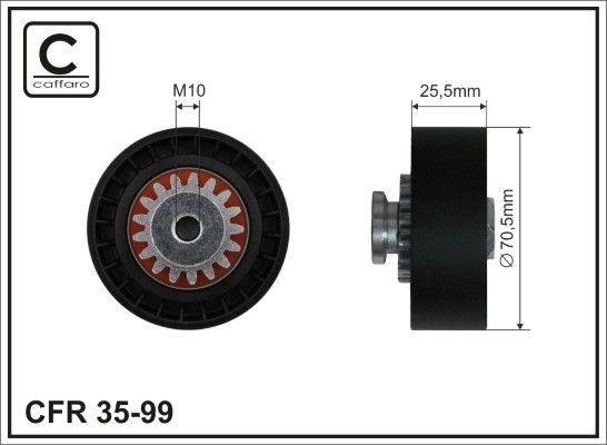 CAFFARO 35-99 Deflection/Guide Pulley, V-ribbed belt