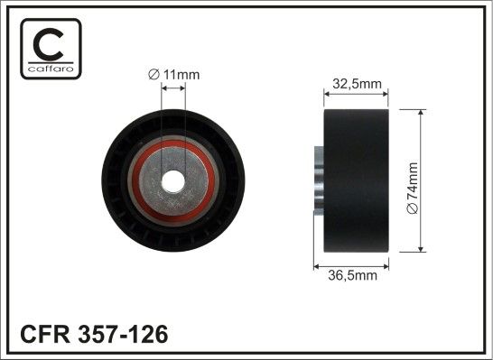 CAFFARO 357-126 Deflection/Guide Pulley, V-ribbed belt