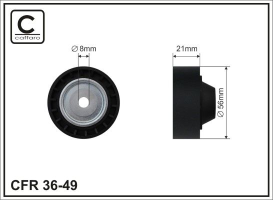 CAFFARO 36-49 Deflection/Guide Pulley, V-ribbed belt
