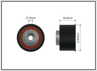 Deflection Pulley/Guide Pulley, timing belt CAFFARO 363-128