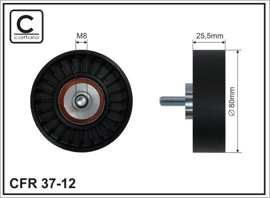 CAFFARO 37-12 Deflection/Guide Pulley, V-ribbed belt