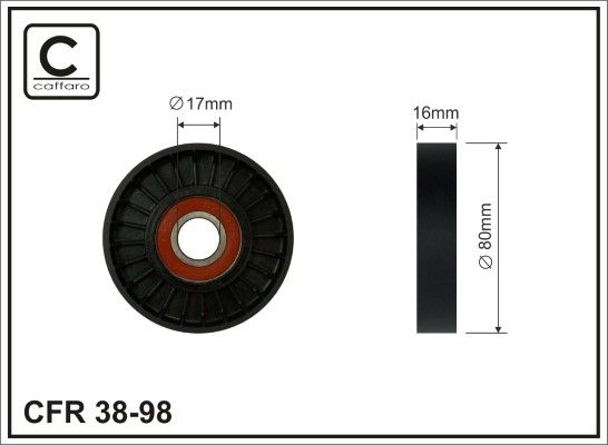 CAFFARO 38-98 Tensioner Pulley, V-ribbed belt