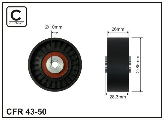 CAFFARO 43-50 Deflection/Guide Pulley, V-ribbed belt