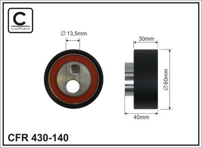 Tensioner Pulley, timing belt CAFFARO 430-140