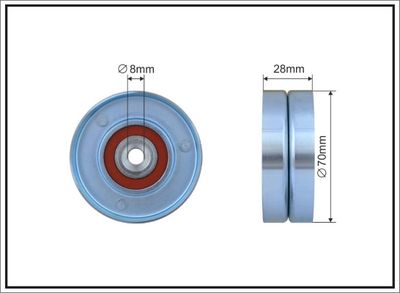 Tensioner Pulley, V-ribbed belt CAFFARO 433-99