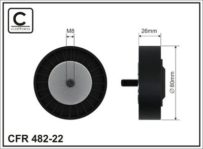 Deflection/Guide Pulley, V-ribbed belt CAFFARO 482-22