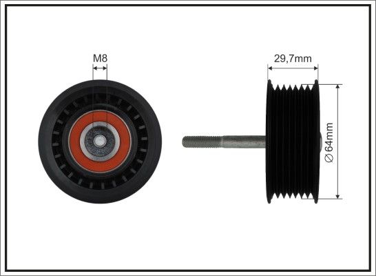 CAFFARO 500028 Deflection/Guide Pulley, V-ribbed belt