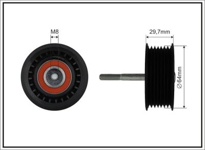 Deflection/Guide Pulley, V-ribbed belt CAFFARO 500028
