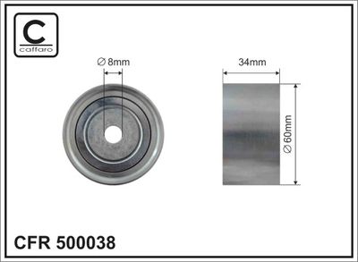 Deflection Pulley/Guide Pulley, timing belt CAFFARO 500038