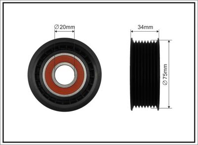 Tensioner Pulley, V-ribbed belt CAFFARO 500045