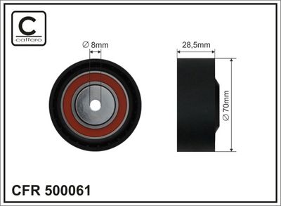 Tensioner Pulley, V-ribbed belt CAFFARO 500061