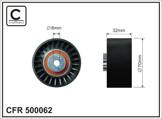CAFFARO 500062 Deflection/Guide Pulley, V-ribbed belt