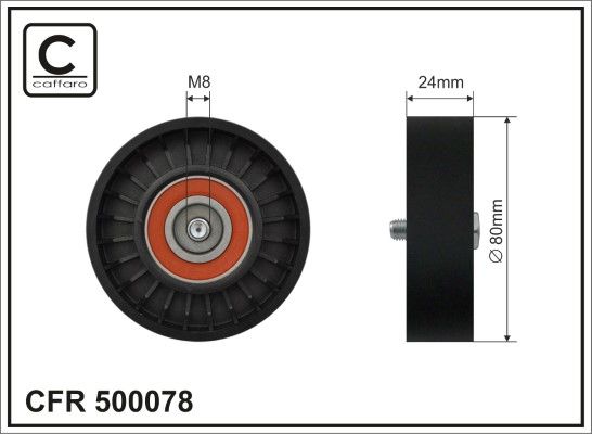CAFFARO 500078 Deflection/Guide Pulley, V-ribbed belt