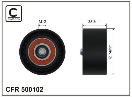 CAFFARO 500102 Deflection/Guide Pulley, V-ribbed belt