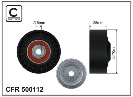 CAFFARO 500112 Deflection/Guide Pulley, V-ribbed belt