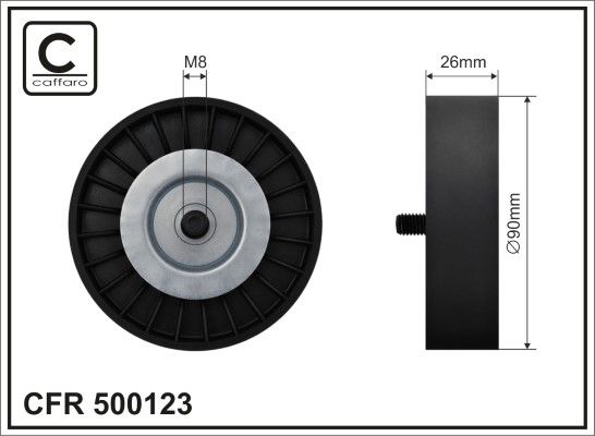 CAFFARO 500123 Deflection/Guide Pulley, V-ribbed belt