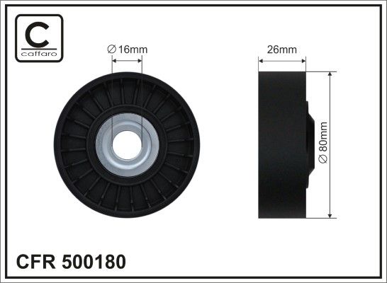 CAFFARO 500180 Deflection/Guide Pulley, V-ribbed belt