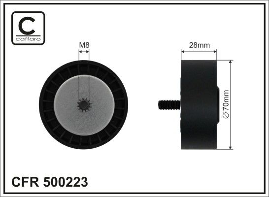 CAFFARO 500223 Deflection/Guide Pulley, V-ribbed belt