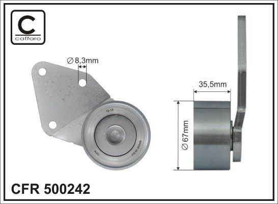 CAFFARO 500242 Deflection Pulley/Guide Pulley, timing belt