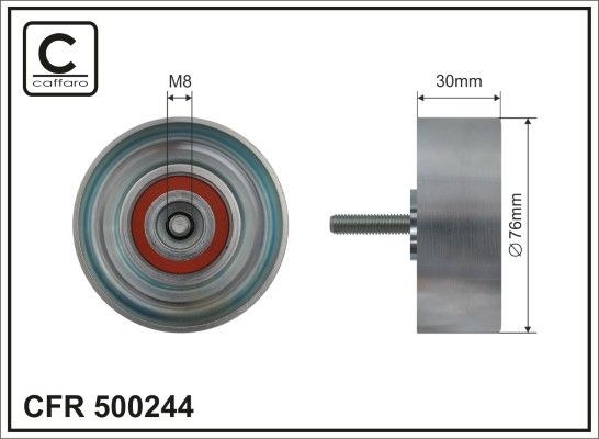 CAFFARO 500244 Deflection/Guide Pulley, V-ribbed belt