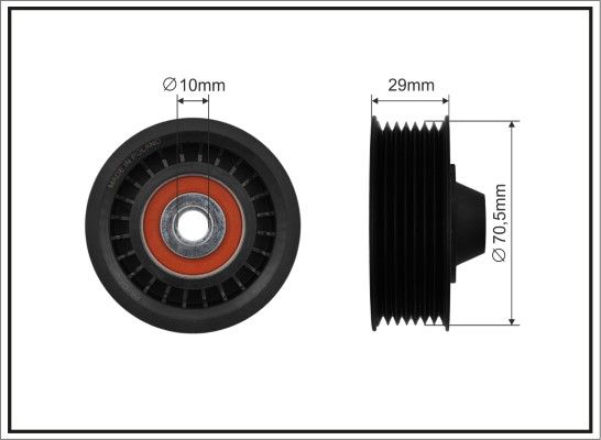 CAFFARO 500250 Deflection/Guide Pulley, V-ribbed belt