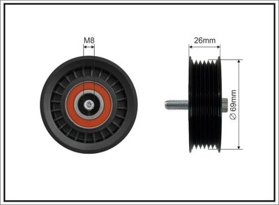 Deflection/Guide Pulley, V-ribbed belt CAFFARO 500279