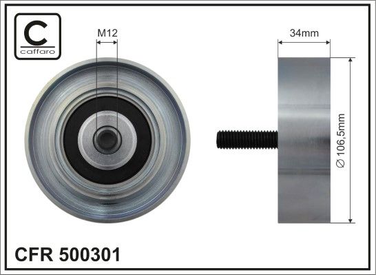 CAFFARO 500301 Deflection/Guide Pulley, V-ribbed belt